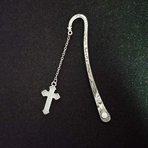 KORENJUL Luminous Bookmark, Cross Bookmarks Retro Glowing Exquisite Fluorescent Metal Multi-Purpose Jewelry Christian Gifts, Silver