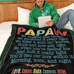 Personalized Papaw Christmas Blanket, Customized Xmas Papaw Gifts, for Papaw, Custom Papaw Papa Poppop Father Papaww Pawpaw Blanket with Children Name.