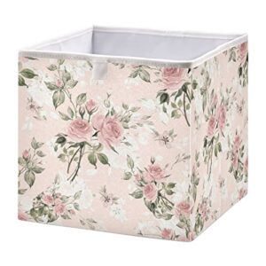kigai rose floral cube storage bins – 11x11x11 in large foldable storage basket fabric storage baskes organizer for toys, books, shelves, closet, home decor