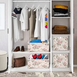 Kigai Rose Floral Cube Storage Bins - 11x11x11 In Large Foldable Storage Basket Fabric Storage Baskes Organizer for Toys, Books, Shelves, Closet, Home Decor