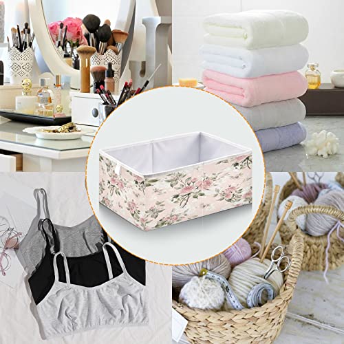 Kigai Rose Floral Cube Storage Bins - 11x11x11 In Large Foldable Storage Basket Fabric Storage Baskes Organizer for Toys, Books, Shelves, Closet, Home Decor