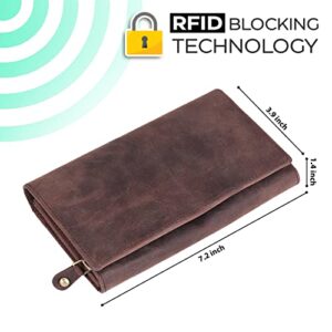 Women’s Leather Wallet with RFID Block Multi Card Holders Wallet With Zipper Pocket