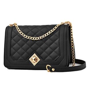 hinfka women’s small crossbody bag pu leather shoulder bag small handbag clutch bag fashion versatile evening bag (black)