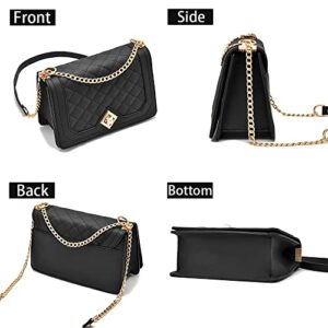 HINFKA Women'S Small Crossbody Bag Pu Leather Shoulder Bag Small Handbag Clutch Bag Fashion Versatile Evening Bag (Black)