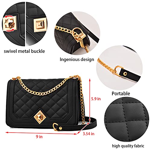 HINFKA Women'S Small Crossbody Bag Pu Leather Shoulder Bag Small Handbag Clutch Bag Fashion Versatile Evening Bag (Black)