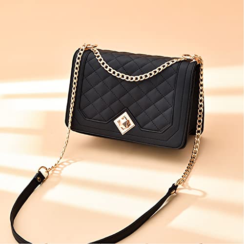 HINFKA Women'S Small Crossbody Bag Pu Leather Shoulder Bag Small Handbag Clutch Bag Fashion Versatile Evening Bag (Black)