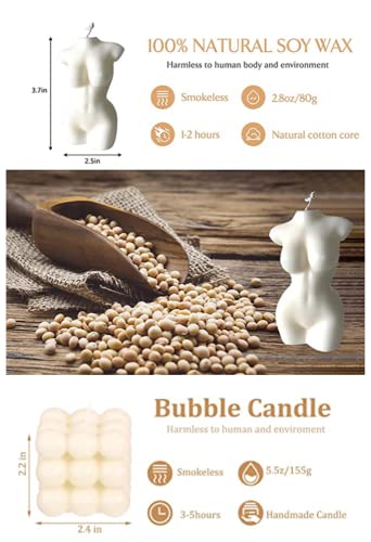 Bubble Candle Soy Wax Scented Candle Hand Poured Scented Candle and Female Body Shaped Candle Set2 Pieces Handmade Candle Decorative Candle for Bedroom Bathroom Wedding Use or Gifting