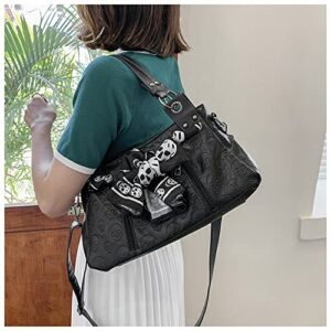 Skull Tote Purse Handbag Shoulder Bag Crossbody Hobos (Black 1)