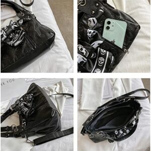 Skull Tote Purse Handbag Shoulder Bag Crossbody Hobos (Black 1)