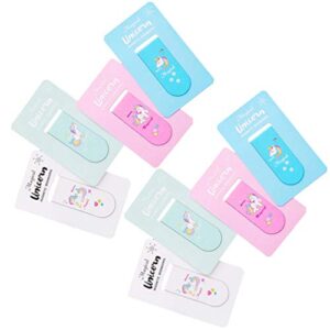 NUOBESTY 8Pcs Magnetic Bookmarks Unicorn Magnet Page Markers Page Clips School Office Supply(White, Green, Pink and Blue)