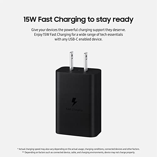 SAMSUNG 15W Wall Charger Type C (USB-C Cable Included), Black