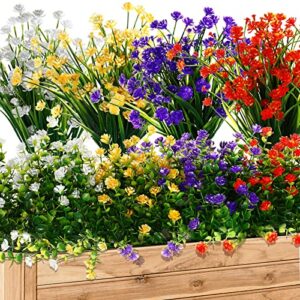 24 bundles artificial flowers for outdoors spring summer plants outside plastic faux flower false flowers for home house garden hanging planters vase indoor outside garden porch patio decorations