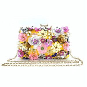 jiajia 3866 women’s purses handbags envelope clutch bags rhinestone 3d sequins wedding evening bag,yellow