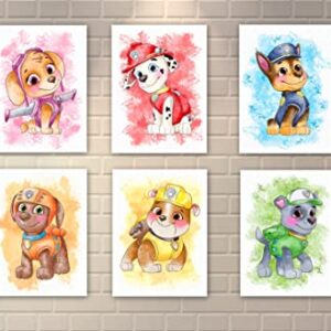 OzWood Crafts- Paw Patrol Wall Decor Poster Prints, Set of 6 FRAMELESS (8''x10''), Paw Patrol room decor for boys, Paw Set of 6 (8inchx10inch)