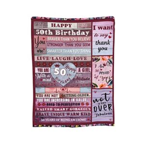 LLARREH 50th Birthday Gifts for Women 50th Birthday Blanket 50 Year Old Throw Blankets Throws for Women Turning 50 Birthday Gifts 50X60 Inch