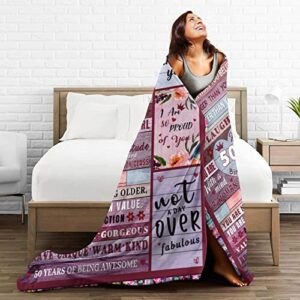 LLARREH 50th Birthday Gifts for Women 50th Birthday Blanket 50 Year Old Throw Blankets Throws for Women Turning 50 Birthday Gifts 50X60 Inch