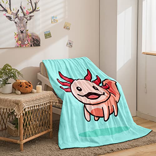 Cartoon Axolotl Throw Blanket,Flannel Super Soft Extra Warmest Bed Blankets, Lightweight Sofa Blanket,Cute Animals Fish,40"x50"