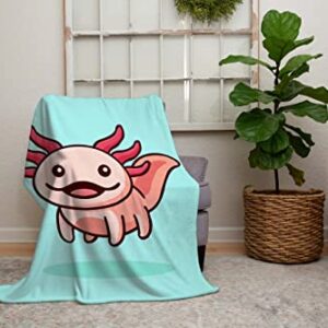 Cartoon Axolotl Throw Blanket,Flannel Super Soft Extra Warmest Bed Blankets, Lightweight Sofa Blanket,Cute Animals Fish,40"x50"