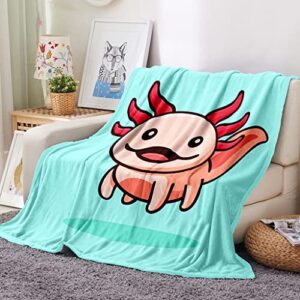 Cartoon Axolotl Throw Blanket,Flannel Super Soft Extra Warmest Bed Blankets, Lightweight Sofa Blanket,Cute Animals Fish,40"x50"