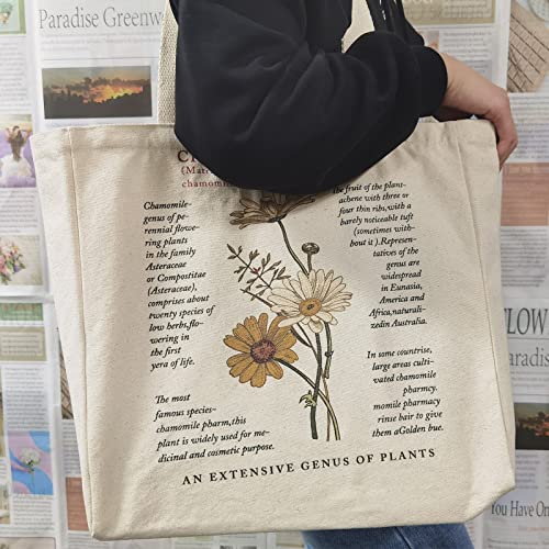 Canvas Tote Bag Aesthetic,Cute Tote Bags with Metal Zipper Big Canvas Tote Bags for Women Girl Shopping School Library