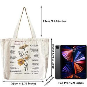 Canvas Tote Bag Aesthetic,Cute Tote Bags with Metal Zipper Big Canvas Tote Bags for Women Girl Shopping School Library