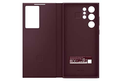 Samsung Galaxy S22 Ultra S-View Flip Cover, Protective Phone Case, Tap Control, Cutting Edge Design, US Version, Burgundy, (EF-ZS908CEEGUS)