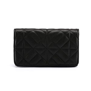 FALETO Black Crossbody Bags for Women Small Quilted Shoulder Bag Clutch Purses Designer Handbags Satchel Evening Party Bag with Gold Chain PU Leather Trendy Mini Club Purse Wallet