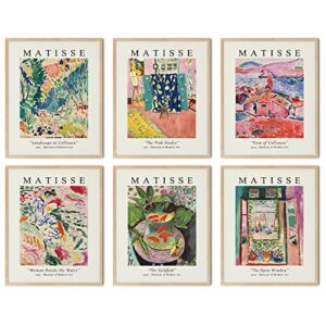 gatcvbiao matisse wall art, aesthetic posters, set of 6 matisse poster, matisse prints, henri mattise art, wall posters aesthetic, art exhibition poster, abstract vintage poster (8″ x 10″, unframed)