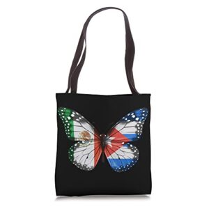 mexican cuban flag butterfly tote bag