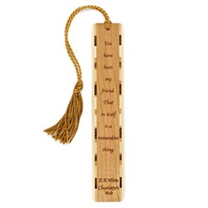 friendship quote from charlotte’s web by e. b. white – engraved wooden bookmark – also available with personalization – made in usa