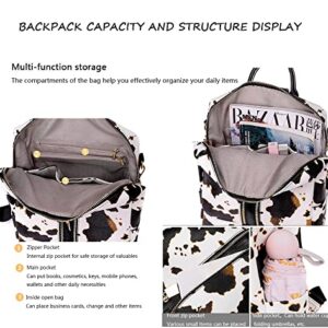 ENYIWH Women Fashion 2 Pack With Backpack Purse Leather Shoulder Bag Travel Bag Handbag Casual Fashion Multipurpose Design Convertible Shoulder Bag Handbag with Wristlet (White Cow)