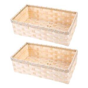 valiclud decorative baskets 2pcs weaving baskets cuboid snacks containers sundries storage baskets storage basket wicker baskets for closet organizers and storage rectangular tray