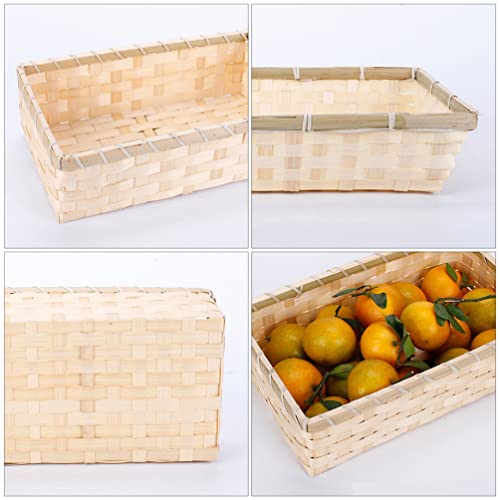 VALICLUD Decorative Baskets 2pcs Weaving Baskets Cuboid Snacks Containers Sundries Storage Baskets Storage Basket Wicker Baskets for Closet Organizers and Storage Rectangular Tray