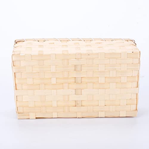 VALICLUD Decorative Baskets 2pcs Weaving Baskets Cuboid Snacks Containers Sundries Storage Baskets Storage Basket Wicker Baskets for Closet Organizers and Storage Rectangular Tray