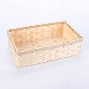 VALICLUD Decorative Baskets 2pcs Weaving Baskets Cuboid Snacks Containers Sundries Storage Baskets Storage Basket Wicker Baskets for Closet Organizers and Storage Rectangular Tray