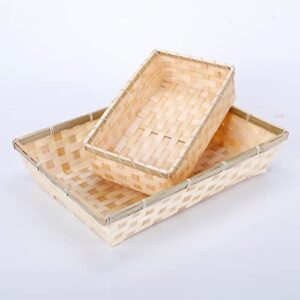 VALICLUD Decorative Baskets 2pcs Weaving Baskets Cuboid Snacks Containers Sundries Storage Baskets Storage Basket Wicker Baskets for Closet Organizers and Storage Rectangular Tray