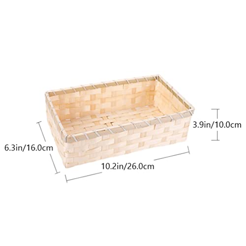 VALICLUD Decorative Baskets 2pcs Weaving Baskets Cuboid Snacks Containers Sundries Storage Baskets Storage Basket Wicker Baskets for Closet Organizers and Storage Rectangular Tray