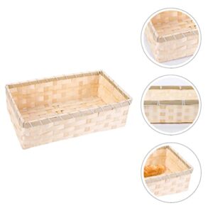 VALICLUD Decorative Baskets 2pcs Weaving Baskets Cuboid Snacks Containers Sundries Storage Baskets Storage Basket Wicker Baskets for Closet Organizers and Storage Rectangular Tray