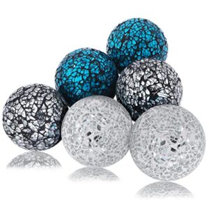 6 Pieces Decorative Glass Balls 2.4" Small Mosaic Sphere Decorative Orbs Centerpiece Balls for Bowls, Vases, Dining Table Decor, Diameter 2.4 Inches (B, 6)