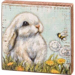 Primitives by Kathy White Bunny Home Décor Sign 4.50" x 4.50" x 1"