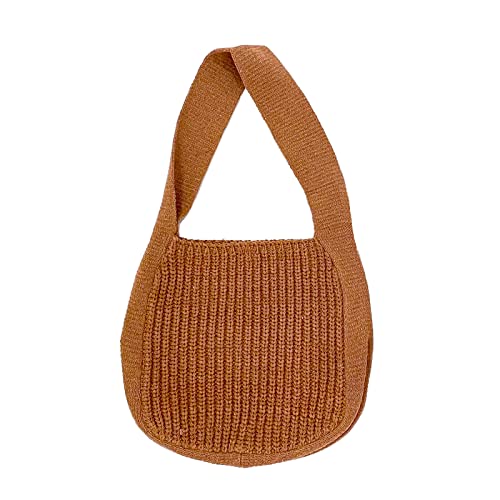 Crochet Bags Shoulder Shopping Bag for Women,Knitted Hobo Bag Crochet tote bags Shopping Bag Handbags Purse, 02-khaki