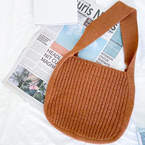 Crochet Bags Shoulder Shopping Bag for Women,Knitted Hobo Bag Crochet tote bags Shopping Bag Handbags Purse, 02-khaki