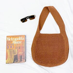 Crochet Bags Shoulder Shopping Bag for Women,Knitted Hobo Bag Crochet tote bags Shopping Bag Handbags Purse, 02-khaki