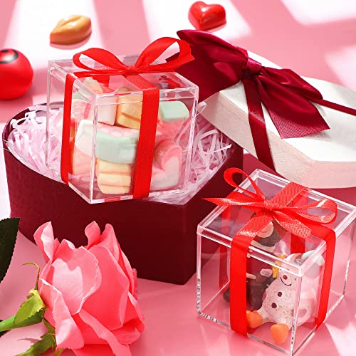 12 Pieces Clear Acrylic Plastic Square Cube Small Acrylic Box Acrylic Storage Containers with Lid Stackable Cube Containers Acrylic Container with Lid for Candy Jewelry Display (2.6 x 2.6 x 2.6 inch)