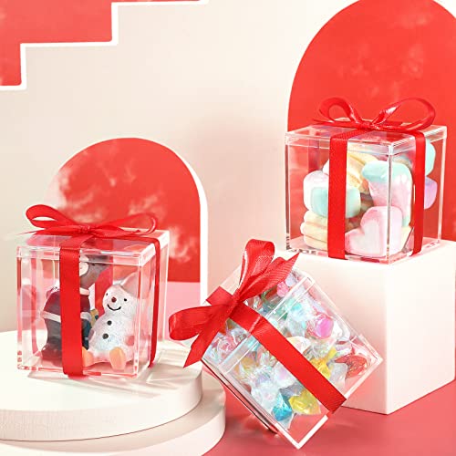 12 Pieces Clear Acrylic Plastic Square Cube Small Acrylic Box Acrylic Storage Containers with Lid Stackable Cube Containers Acrylic Container with Lid for Candy Jewelry Display (2.6 x 2.6 x 2.6 inch)