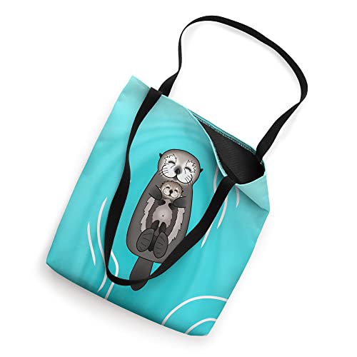 Mother and Pup Sea Otters - Mom Holding Baby Otter Tote Bag