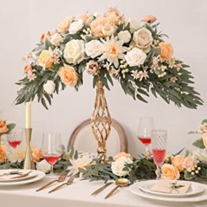 HIMIFOLO Artificial Wedding Flowers Combo Box Set for DIY Centerpieces Arrangements Bridal Bouquet Table Chair Decor Candle Holder Baby Shower Cake Decor Flower Strips Home Decorations (Champagne)