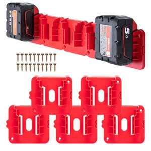 crtbelfy battery holder for milwaukee m18 18v battery, wall mount batteries storage for work van, shelf, toolbox – 10 pack
