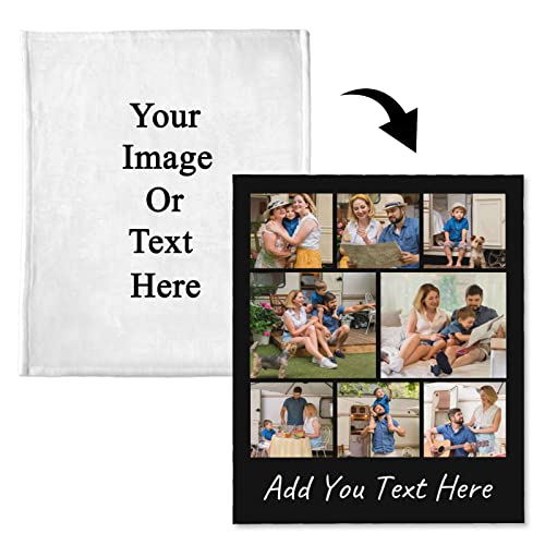 Customizable Blanket for Family Customized Blankets with Photos Text Personalized Picture 8 Photos Collages Throw Blankets Custom Blanket Gift for Adults, Family, Friends, Lovers, Dog