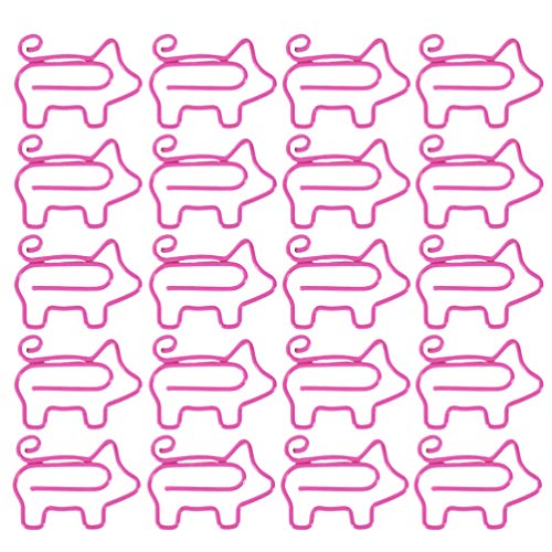 NUOBESTY 50Pcs Paper Clips Cute Animal Shape Bookmark Clips Metal Paper Files Holder Creative Office School Supply (Pink Pig)